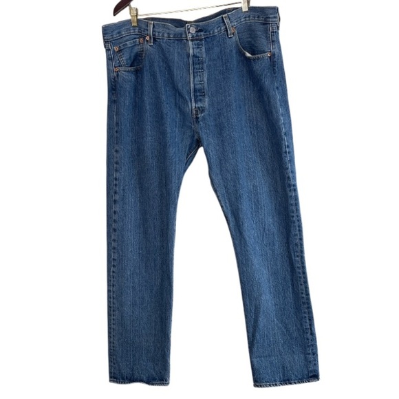Levis Mens 501 Straight Leg Jeans Blue Medium Wash Button Fly Size Red Tab 40x32 - Picture 12 of 12
